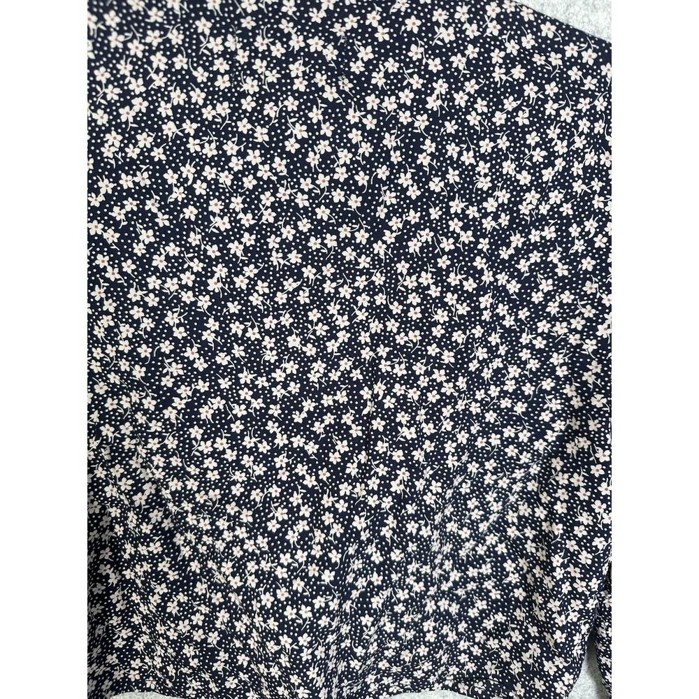 Denim & Supply Ralph Lauren Womens Top Large Blue Floral Cropped Blouse Tie - Picture 12 of 12